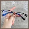 Wholesale of retro eyebrow glasses frames for both men and women, new metal anti-blue light large frame flat glasses TR90 myopia frames Specification image